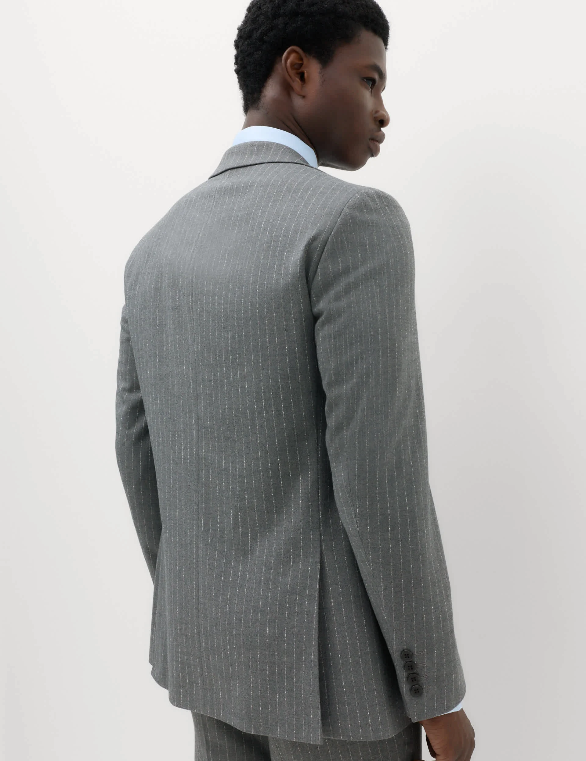 3 Piece Slim Fit Pin Stripe Stretch Suit thumbnail 4