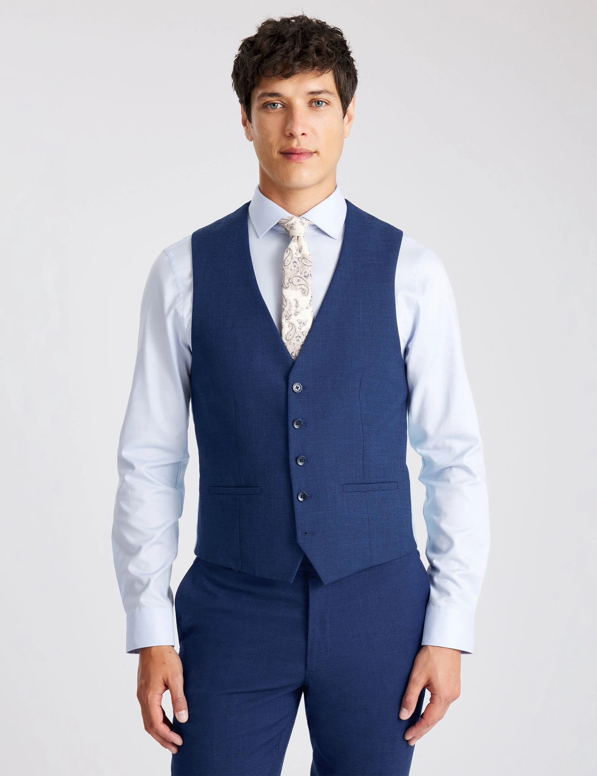 3 Piece Slim Fit Slub Textured Suit thumbnail 5
