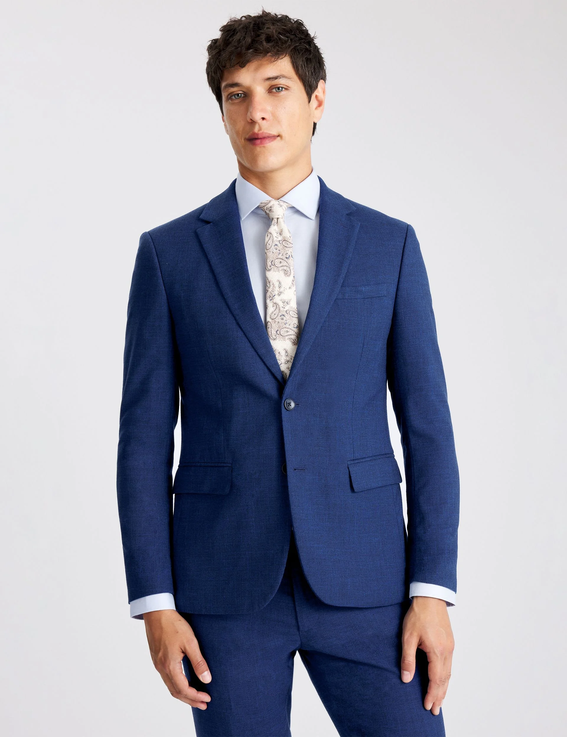 3 Piece Slim Fit Slub Textured Suit thumbnail 6