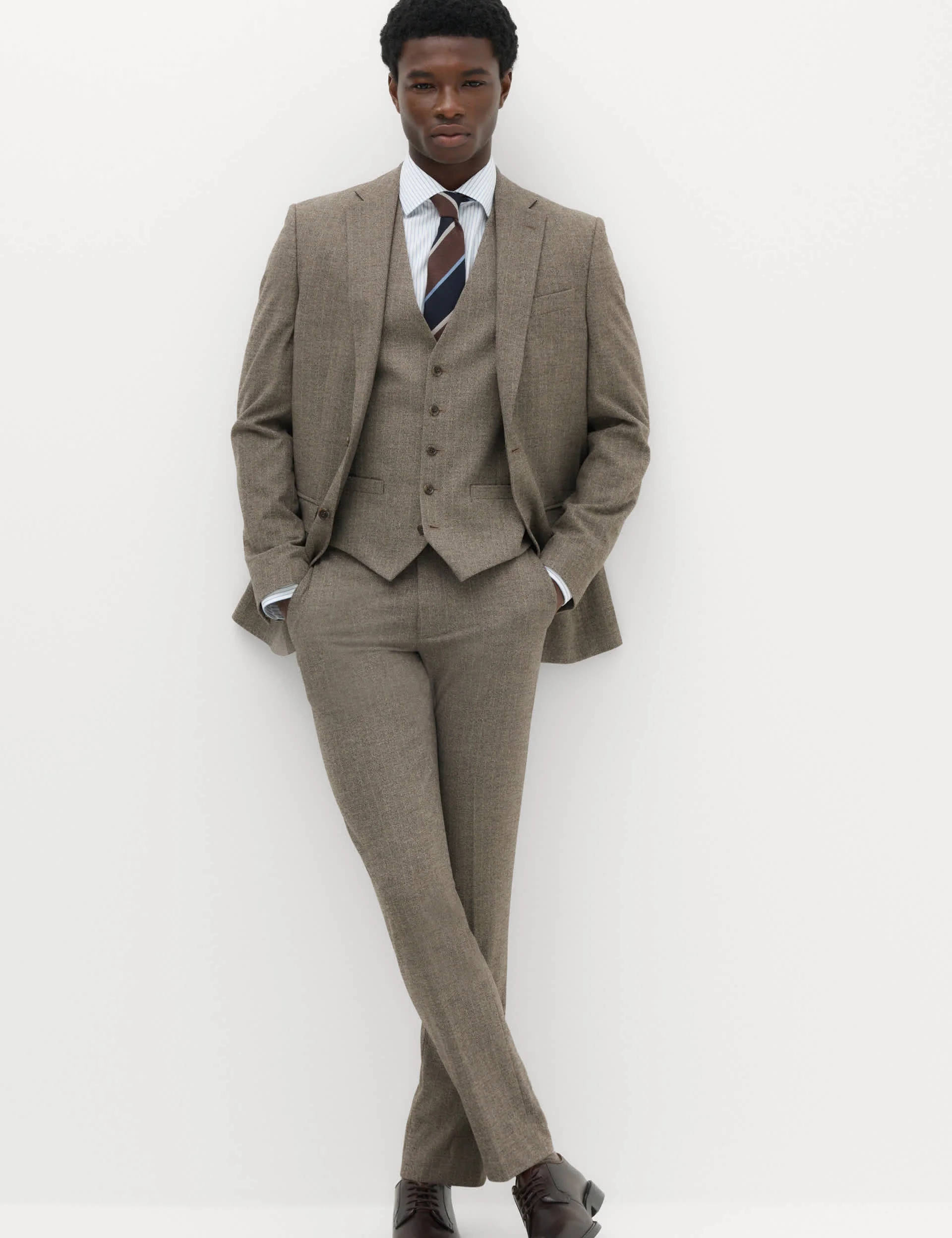 3 Piece Slim Fit Striped Stretch Suit thumbnail 6
