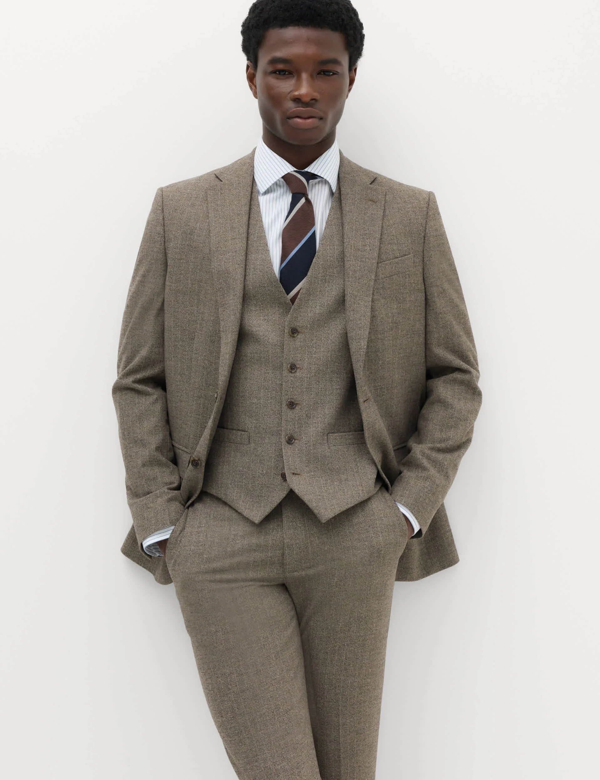 3 Piece Slim Fit Striped Stretch Suit primary image