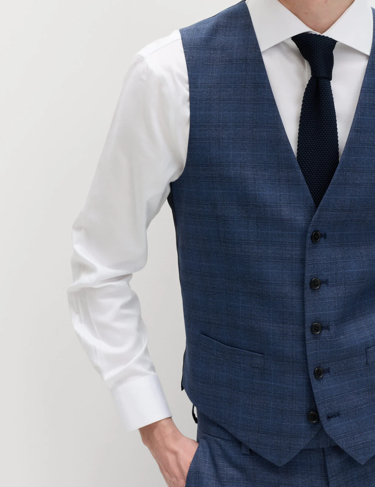 3 Piece Slim Fit Textured Check Suit thumbnail 6
