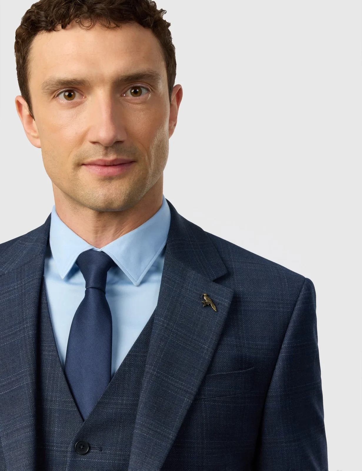 3 Piece Slim Fit Wool Blend Check Suit thumbnail 3