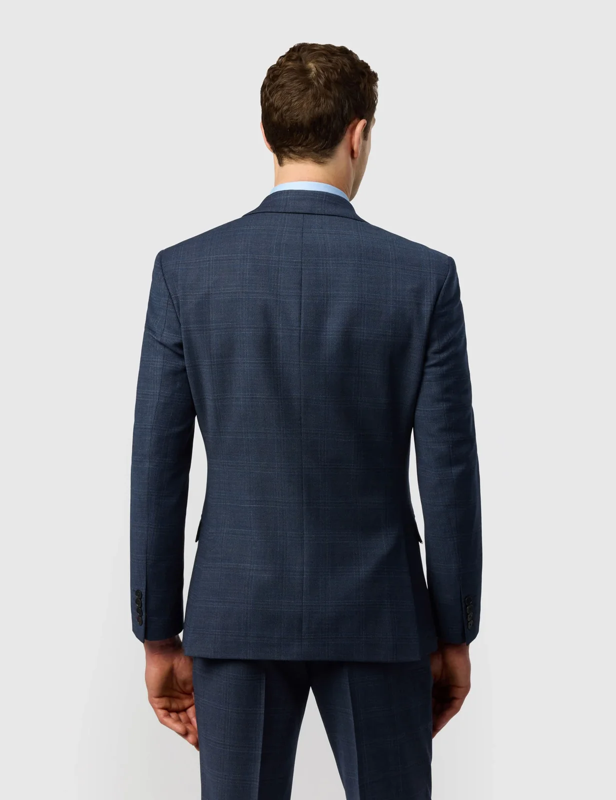 3 Piece Slim Fit Wool Blend Check Suit thumbnail 4