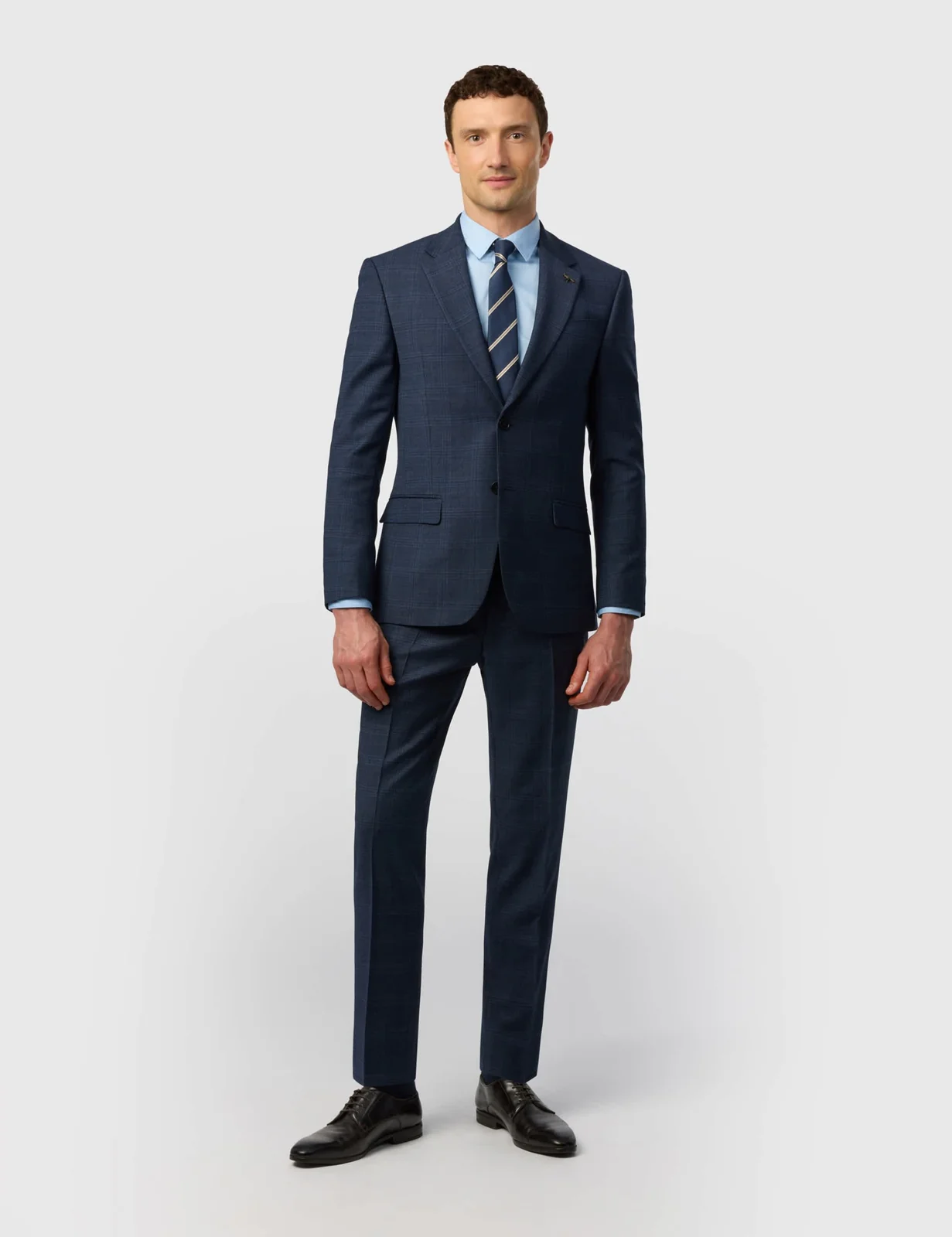 3 Piece Slim Fit Wool Blend Check Suit thumbnail 5