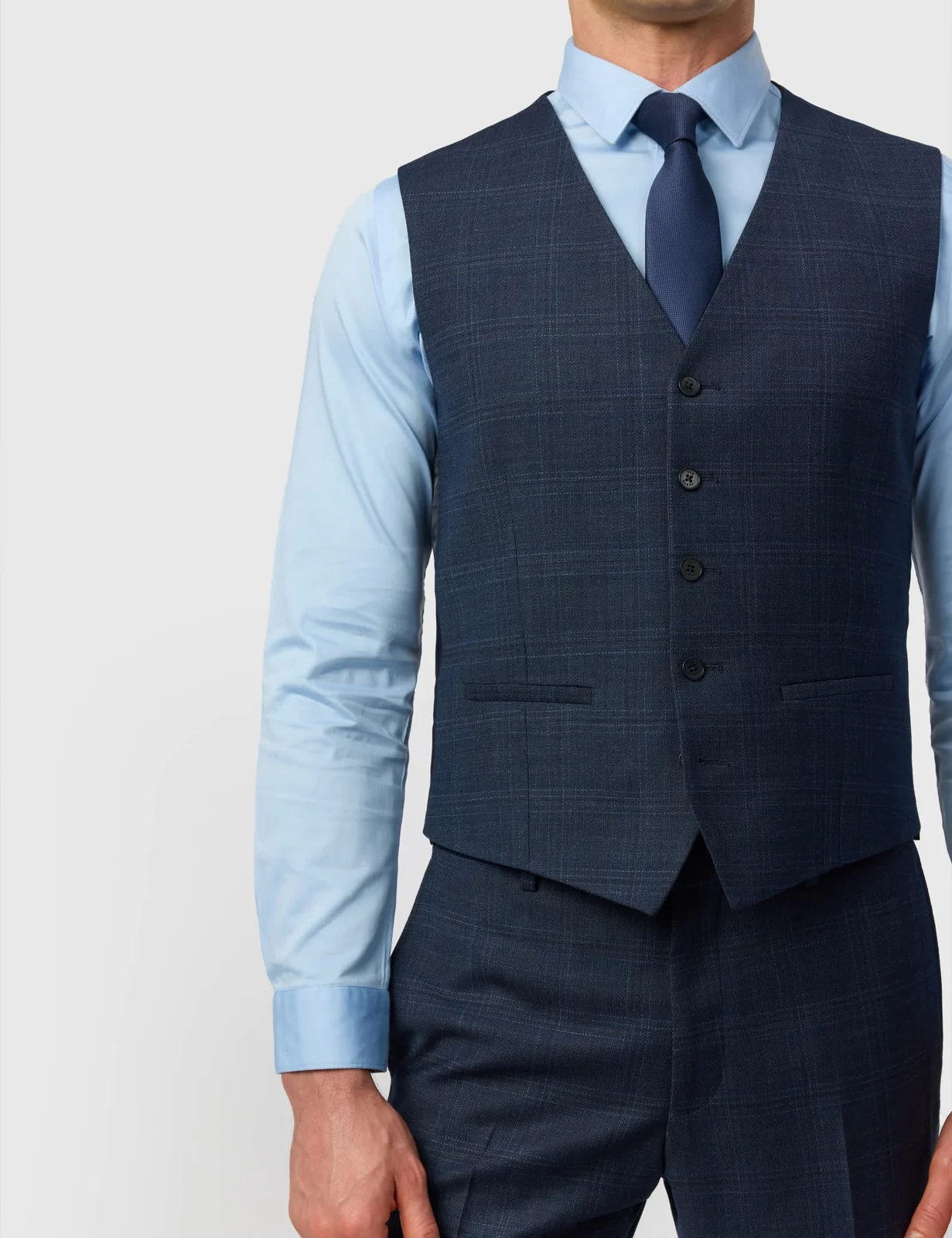 3 Piece Slim Fit Wool Blend Check Suit