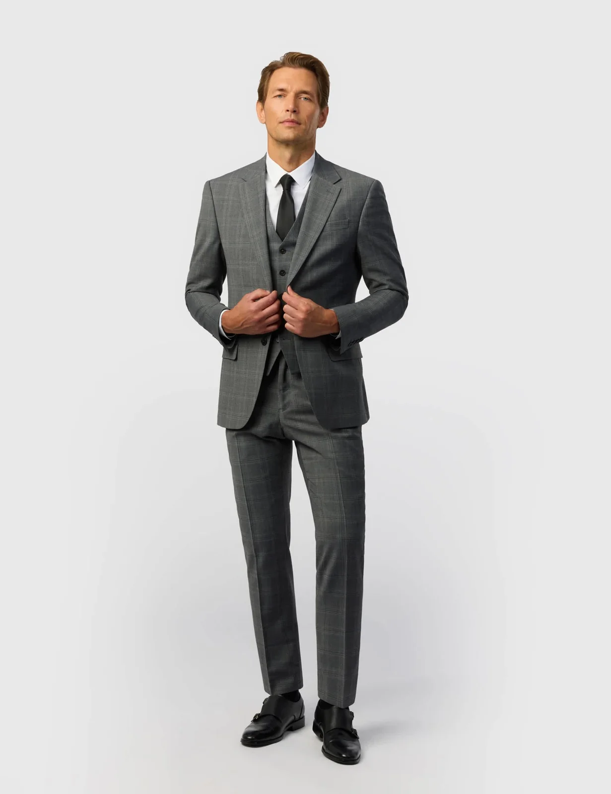 3 Piece Slim Fit Wool Blend Suit thumbnail 5