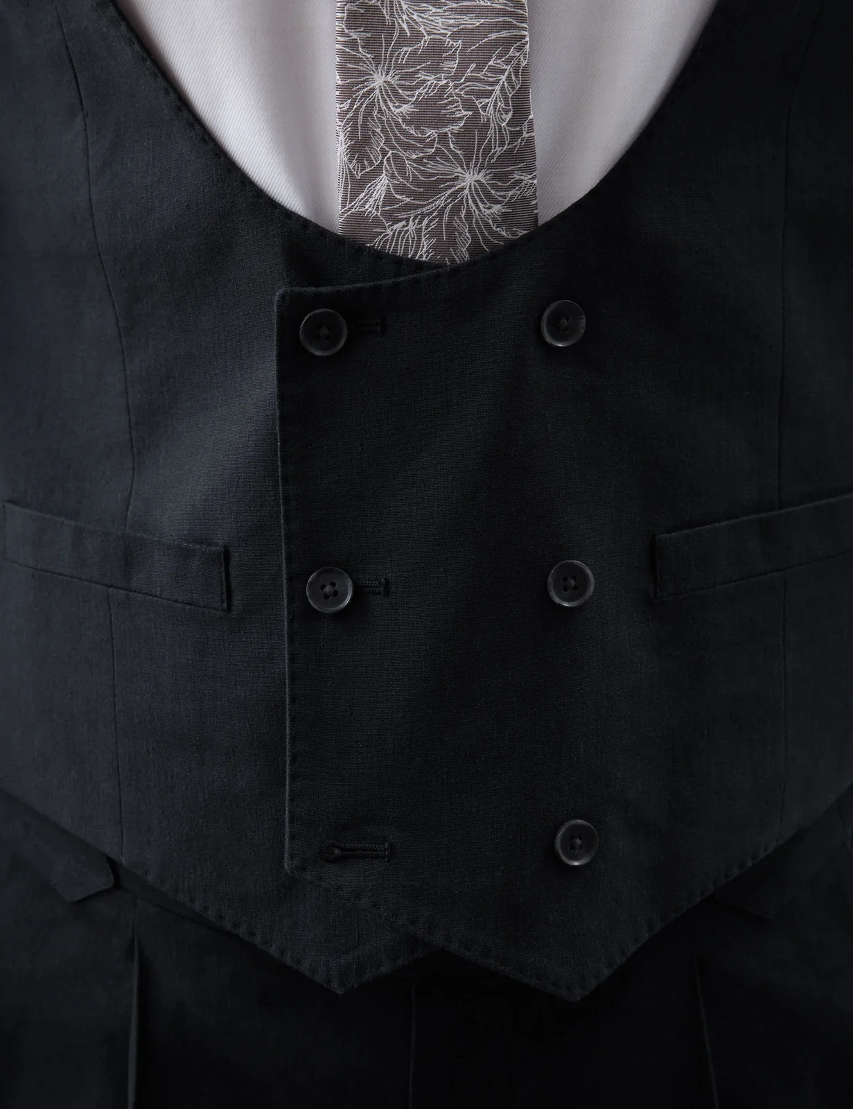 3 Piece Tailored Fit Italian Performance Linen Blend Double Breasted Suit thumbnail 6