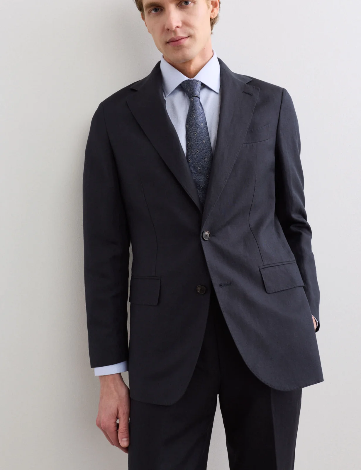 3 Piece Tailored Fit Italian Silk & Linen Suit thumbnail 2