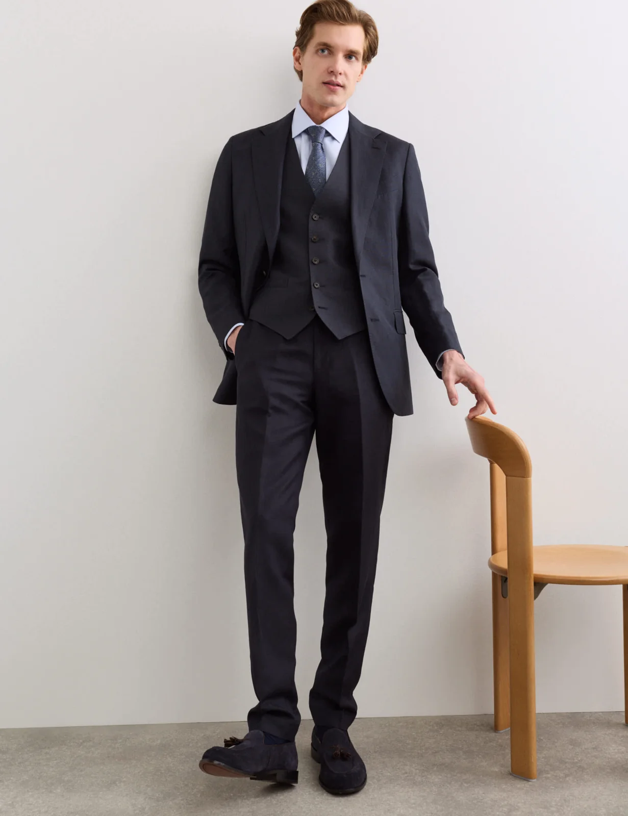 3 Piece Tailored Fit Italian Silk & Linen Suit primary image