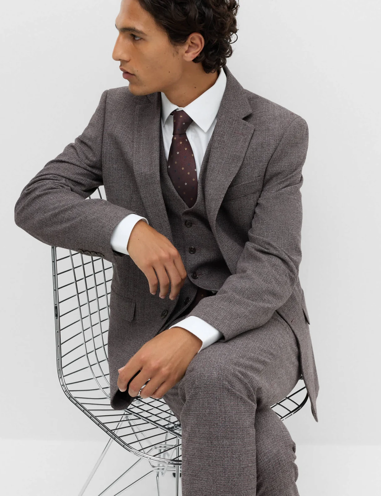 3 Piece Tailored Fit Micro Check Suit thumbnail 4