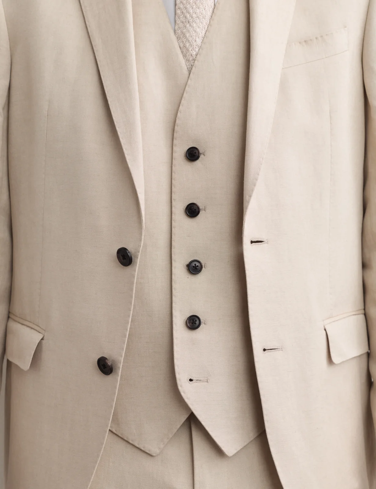 3 Piece Tailored Fit Silk & Linen Blend Suit thumbnail 5