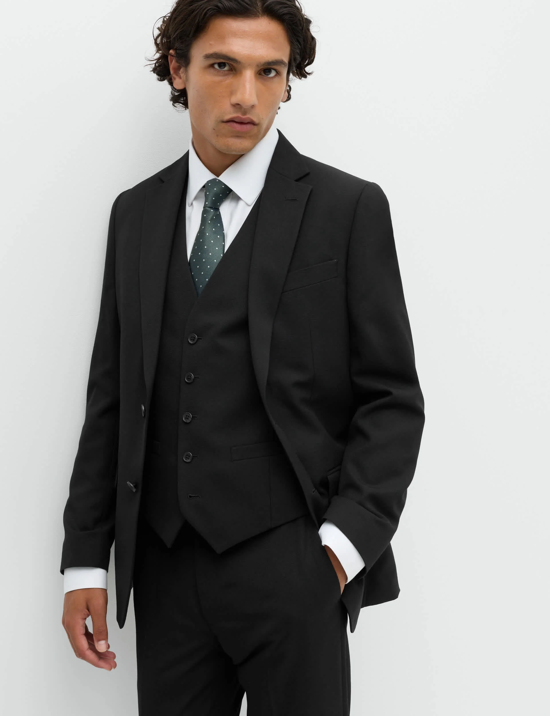 3 Piece Tailored Fit Textured Suit primary image