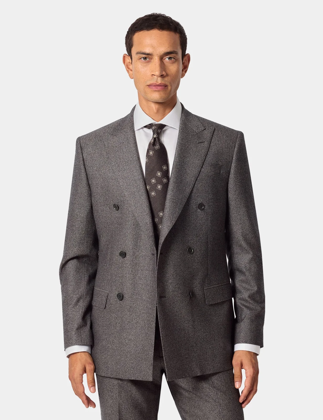 Pure Wool Herringbone Double Breasted Blazer