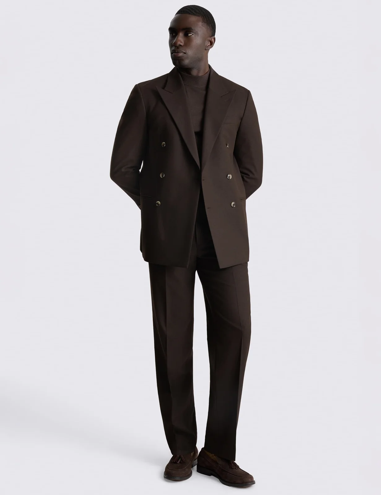 Relaxed Fit Flannel Double Breasted Suit Jacket thumbnail 3