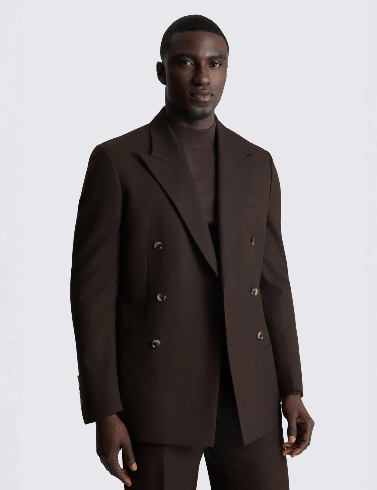Relaxed Fit Flannel Double Breasted Suit Jacket primary image