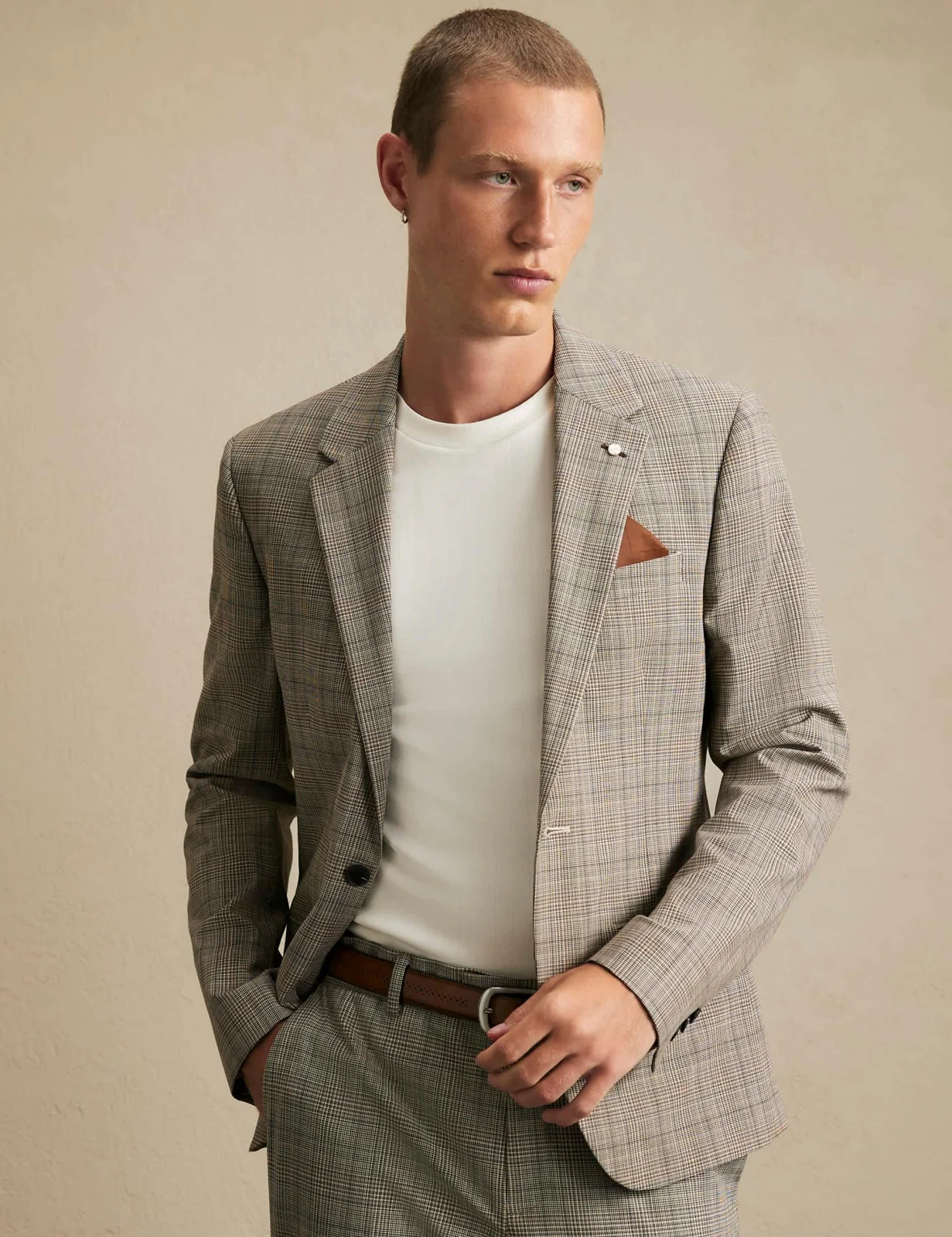 Skinny Fit Checked Suit Jacket