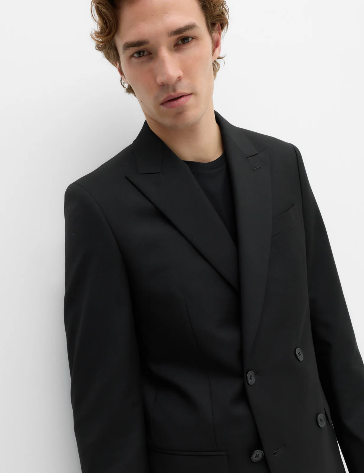 Slim Fit Double Breasted Jacket with Stretch thumbnail 4