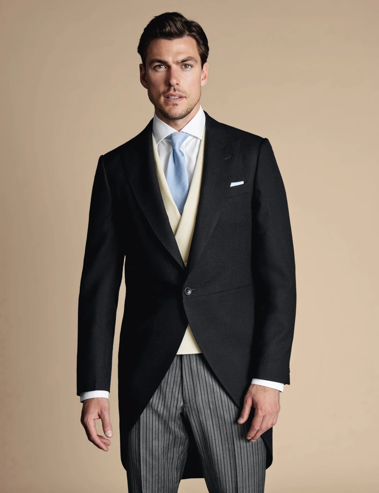 Slim Fit Herringbone Morning Suit Tailcoat