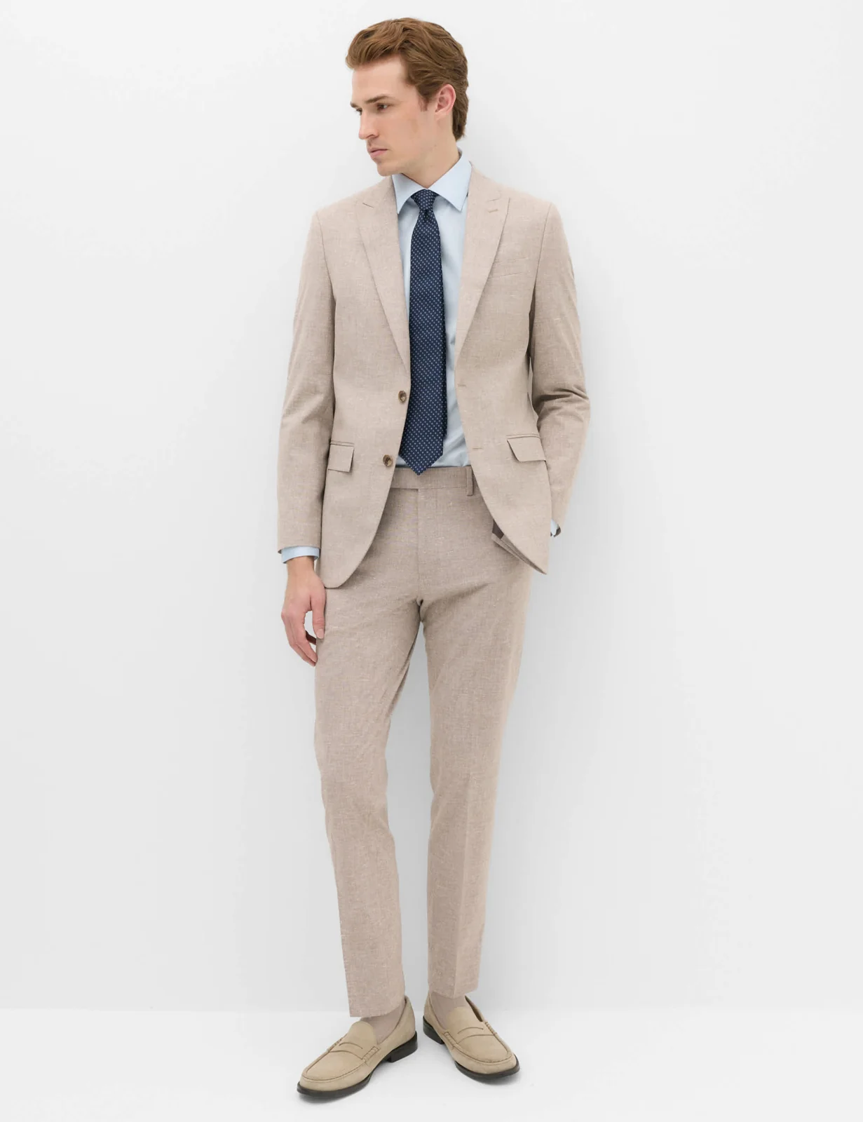 Slim Fit Linen Blend Stretch Suit Jacket thumbnail 5