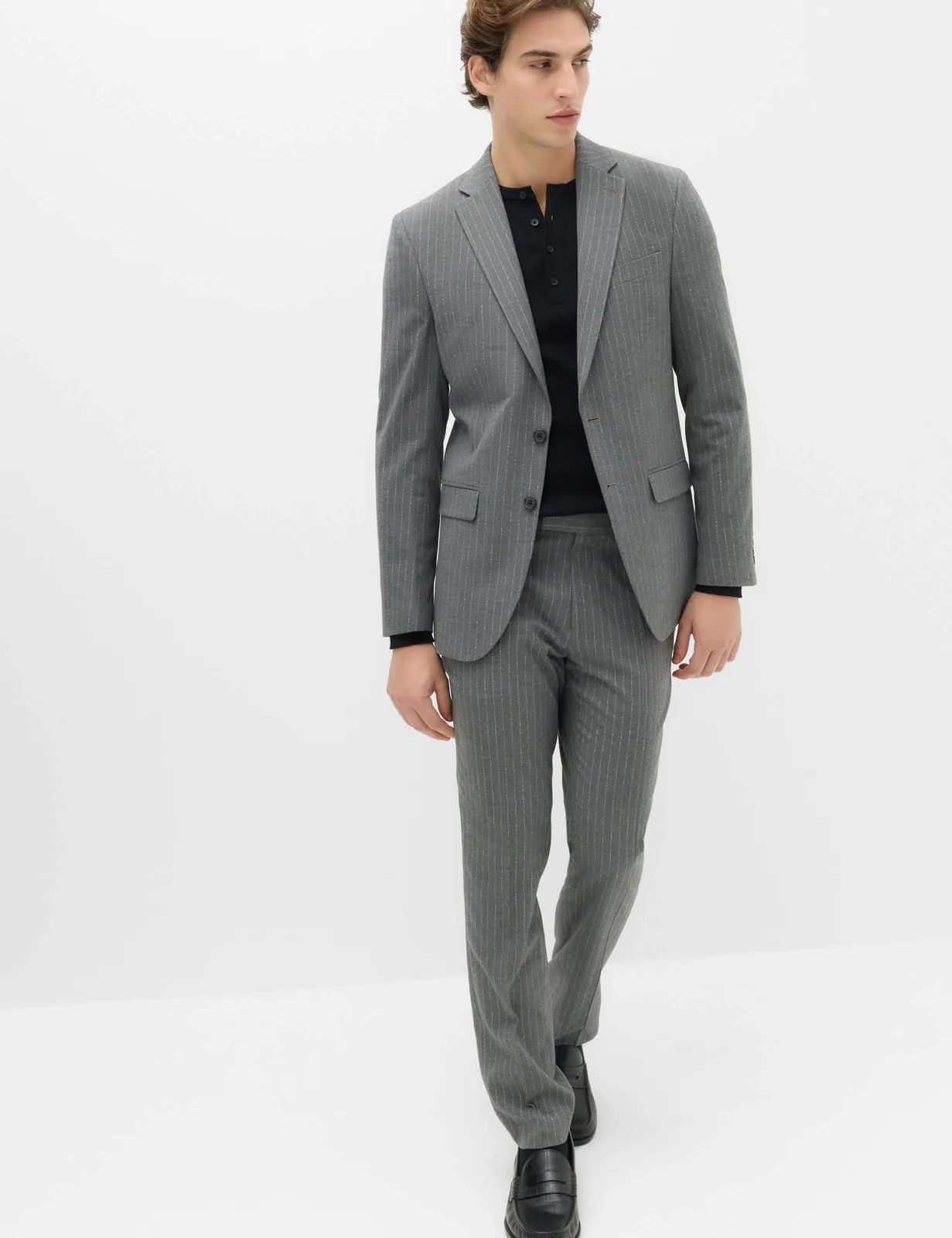 Slim Fit Pin Stripe Stretch Suit Jacket thumbnail 6