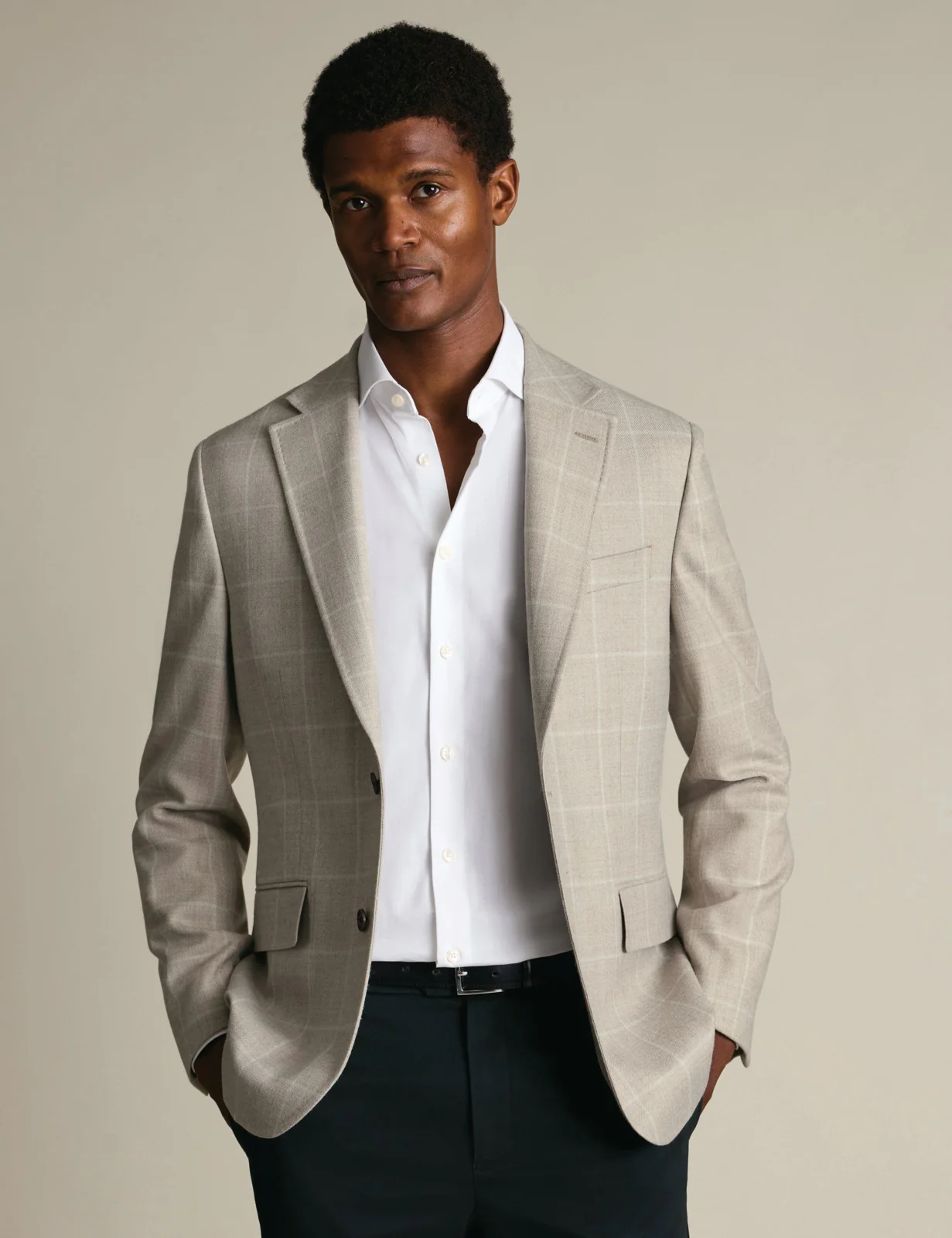Slim Fit Pure Wool Check Textured Blazer primary image