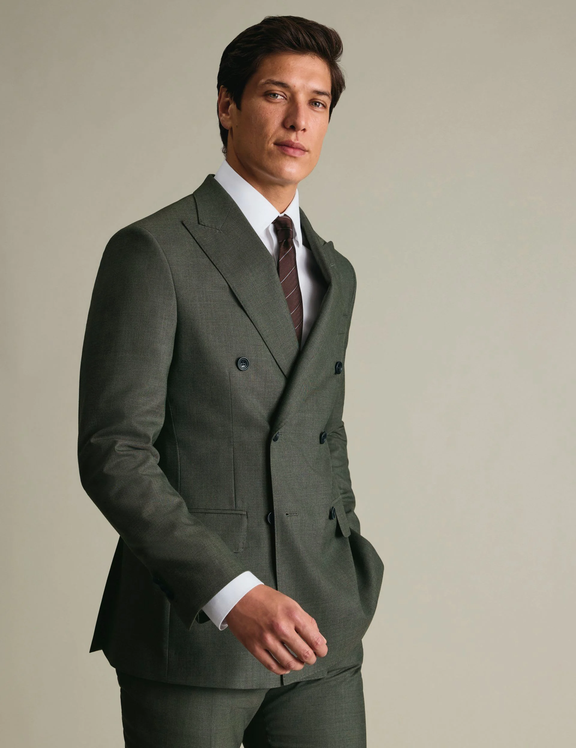 Slim Fit Pure Wool Double Breasted Suit