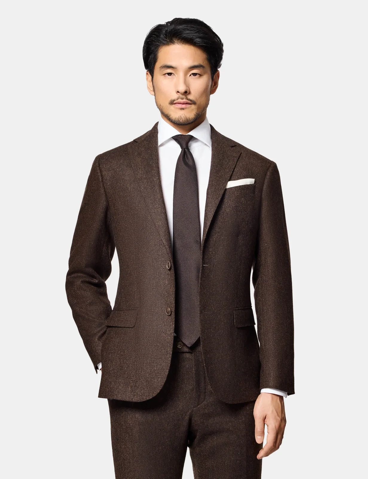 Slim Fit Pure Wool Herringbone Suit Jacket