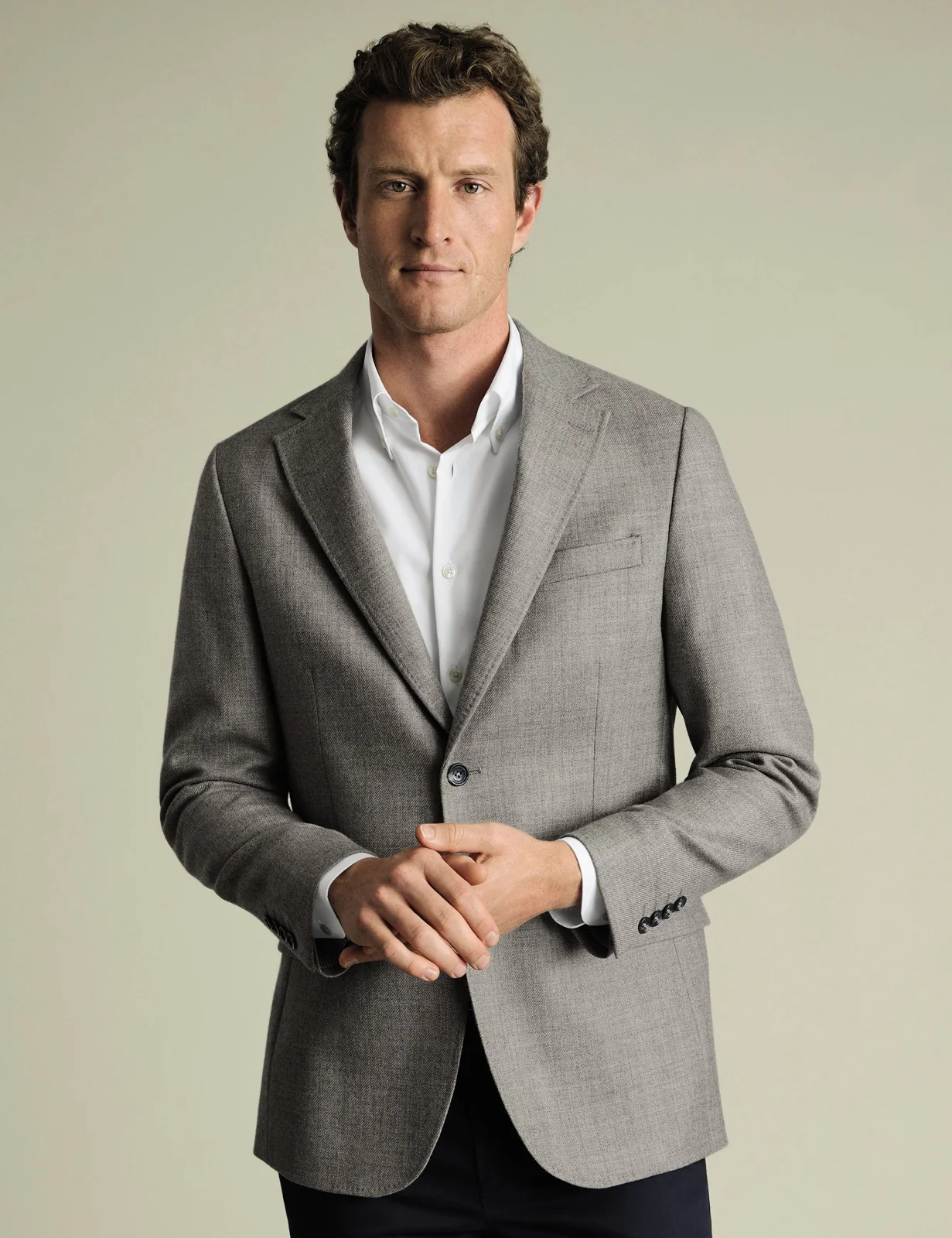 Slim Fit Pure Wool Twill Textured Jacket thumbnail 2