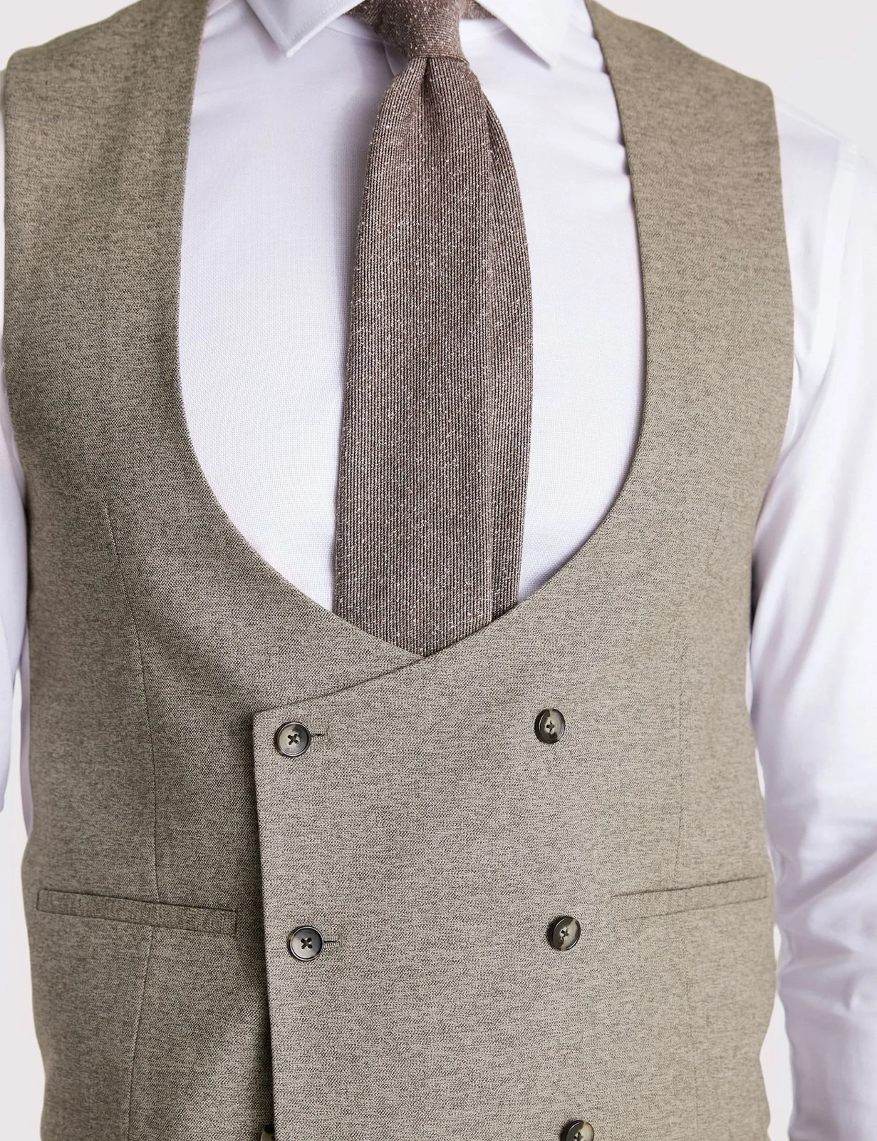 Slim Fit Stretch Double Breasted Waistcoat thumbnail 3