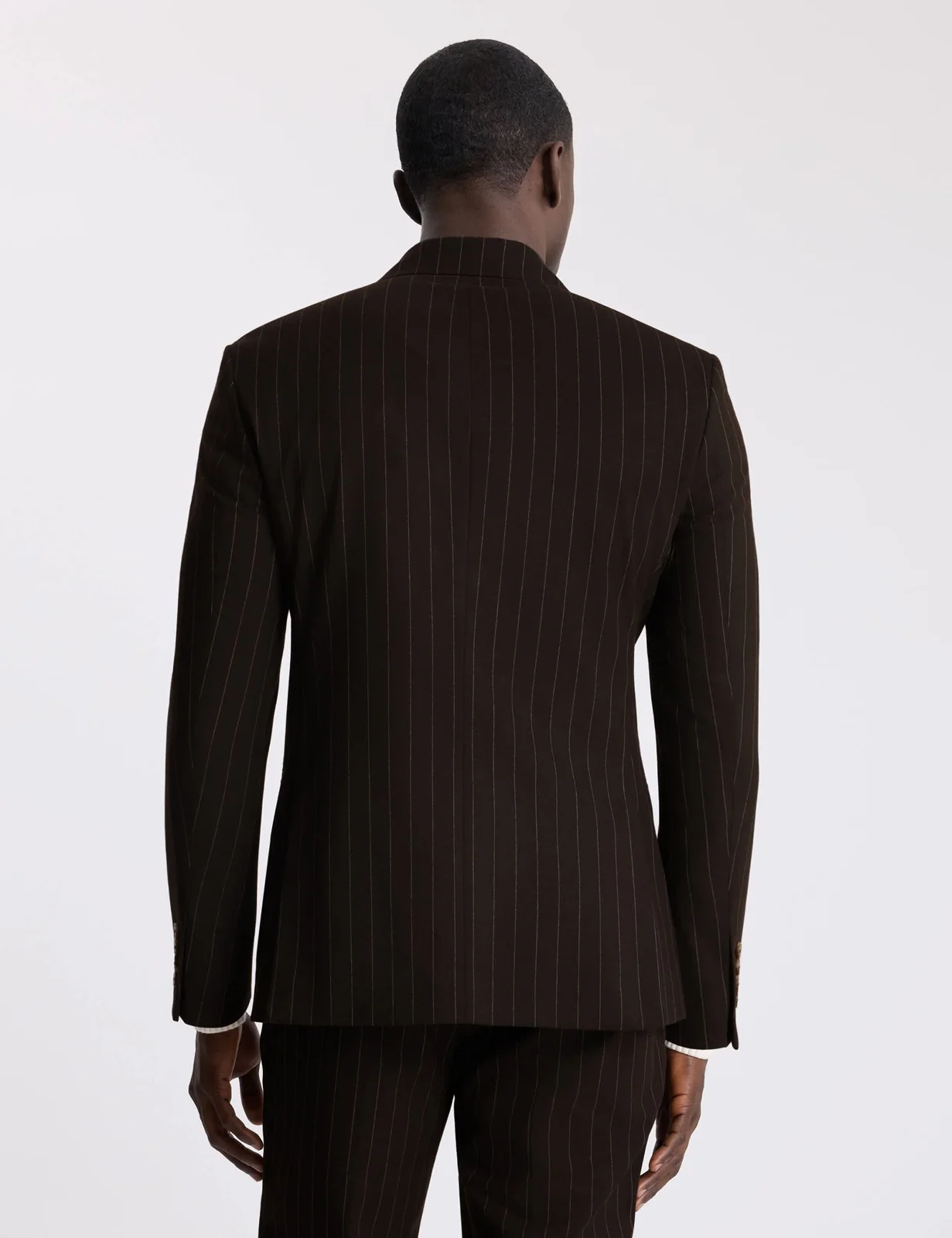 Slim Fit Striped Double Breasted Suit Jacket thumbnail 3