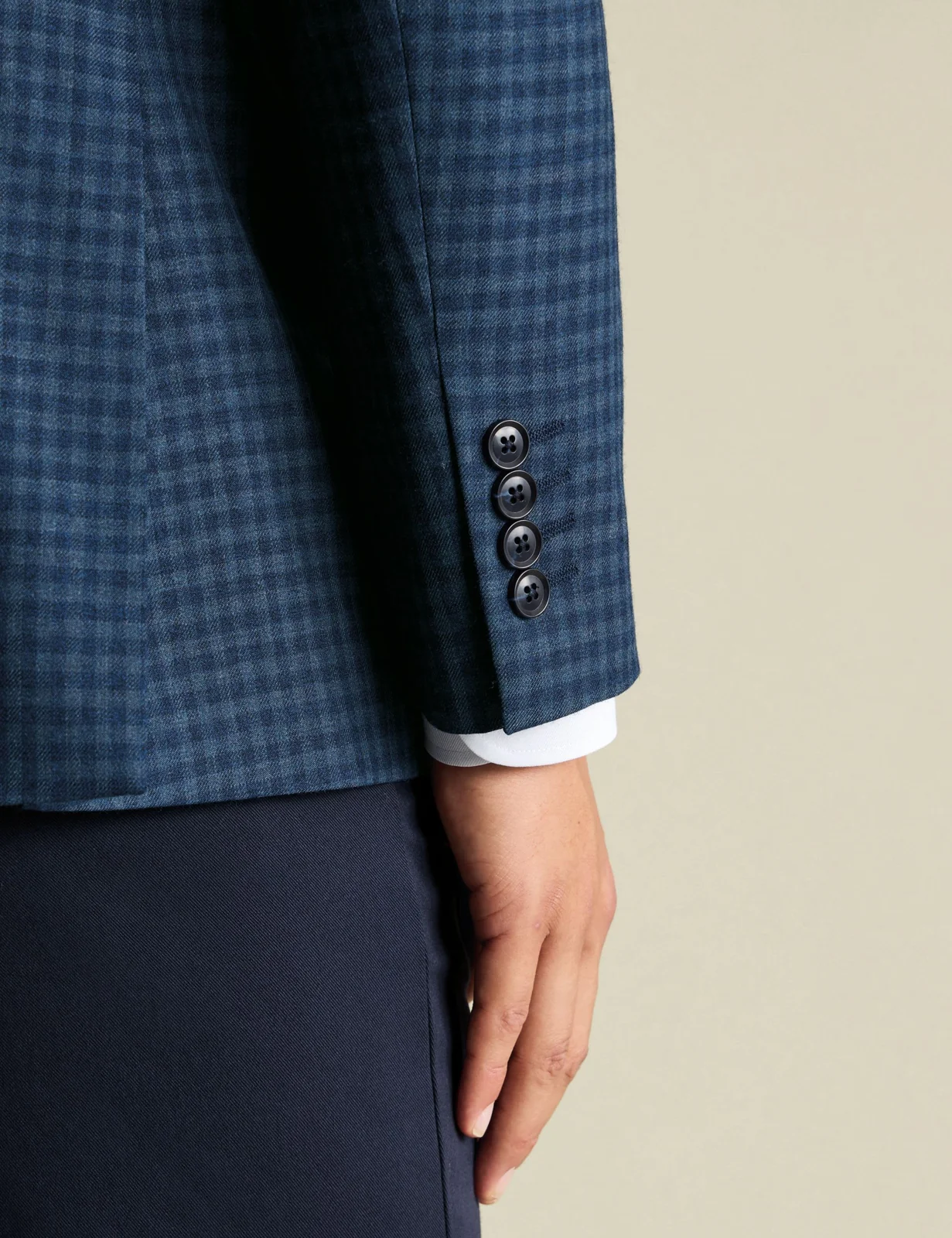 Slim Fit Wool Blend Check Textured Blazer thumbnail 4