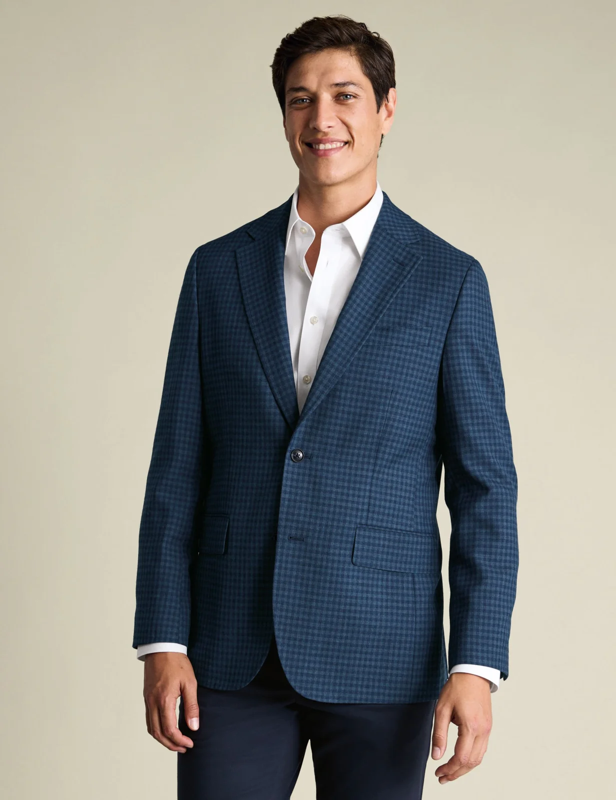 Slim Fit Wool Blend Check Textured Blazer primary image