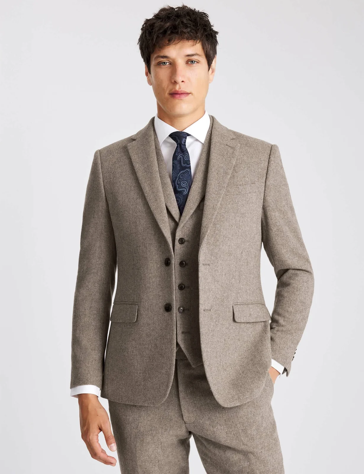 Slim Fit Wool Rich Donegal Tweed Suit Jacket