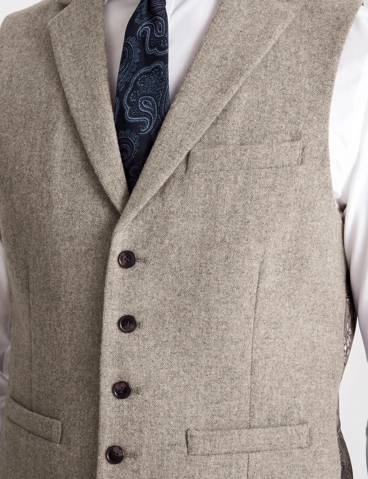 Slim Fit Wool Rich Donegal Waistcoat thumbnail 2