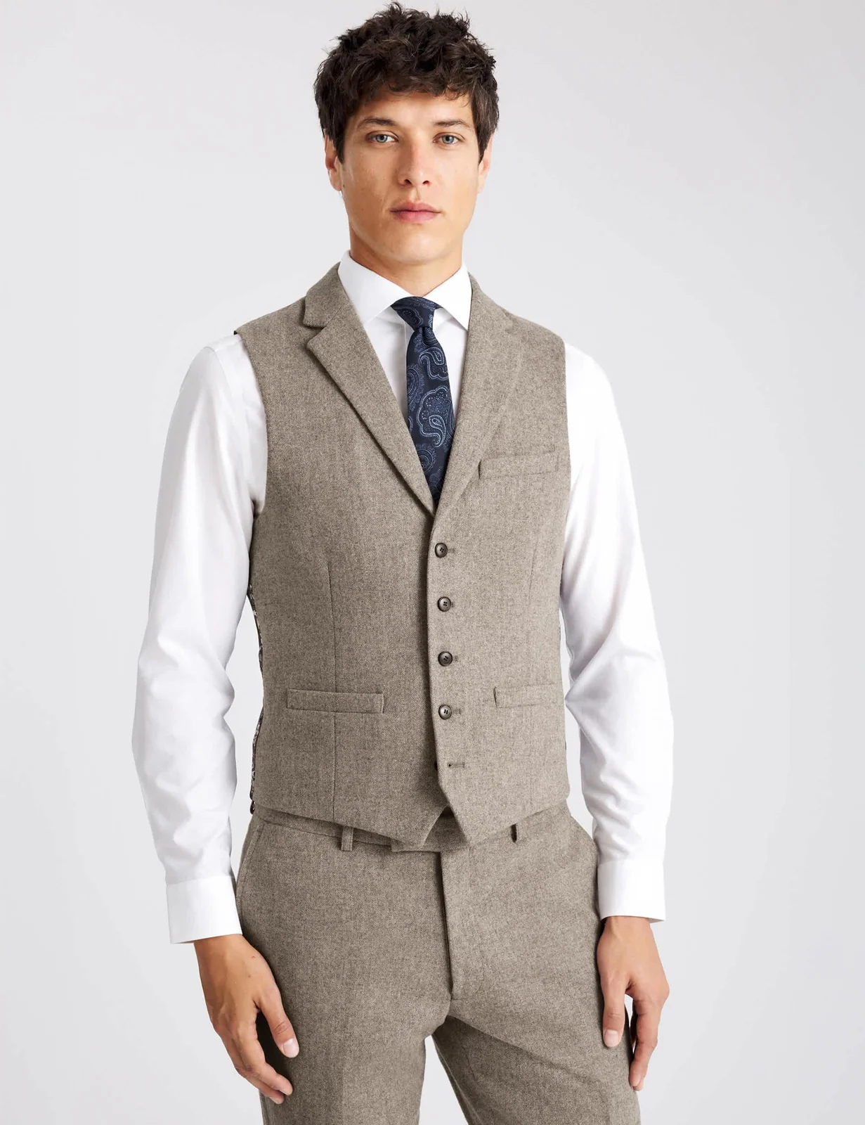 Slim Fit Wool Rich Donegal Waistcoat primary image