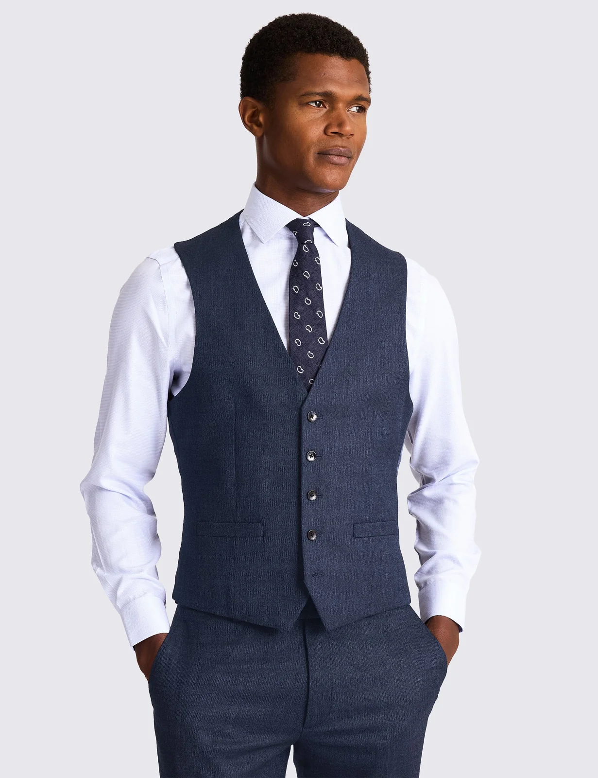 Slim Fit Wool Rich Stretch Waistcoat primary image