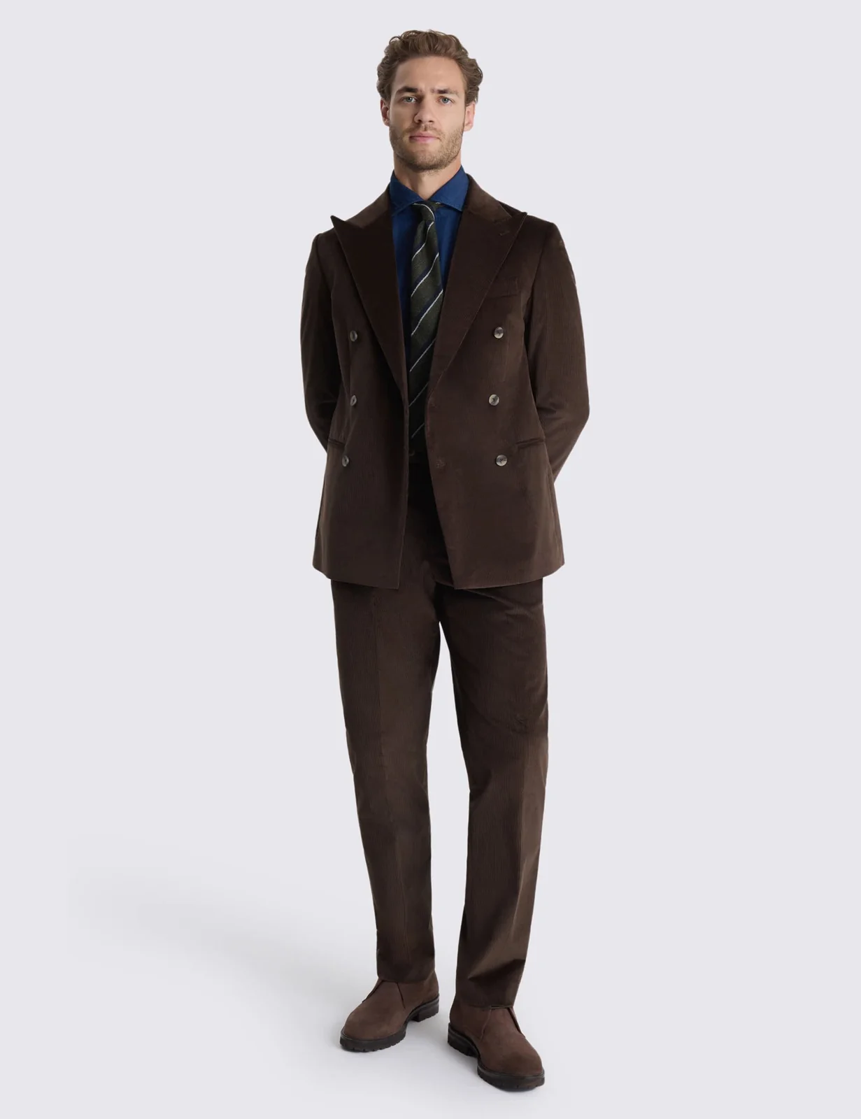 Tailored Fit Cord Double Breasted Suit Jacket thumbnail 2