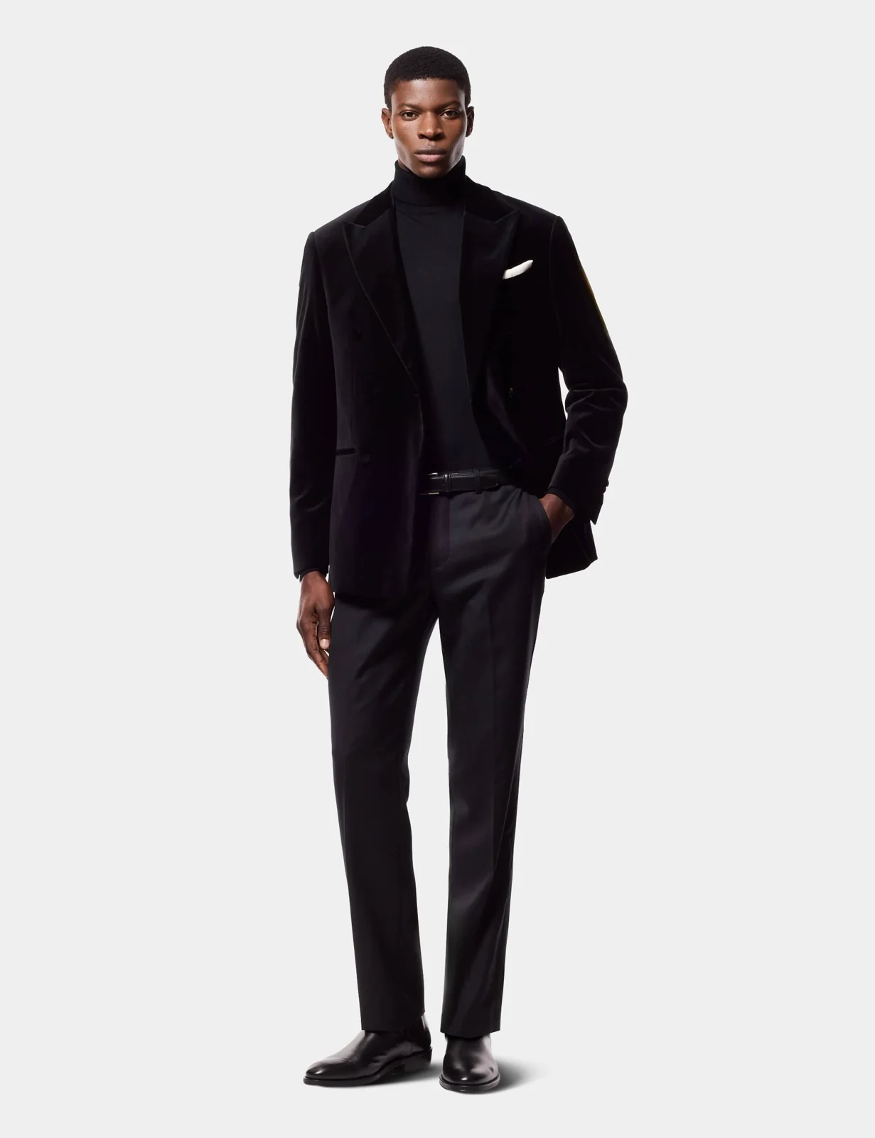 Tailored Fit Cotton Rich Double Breasted Tuxedo Jacket thumbnail 2