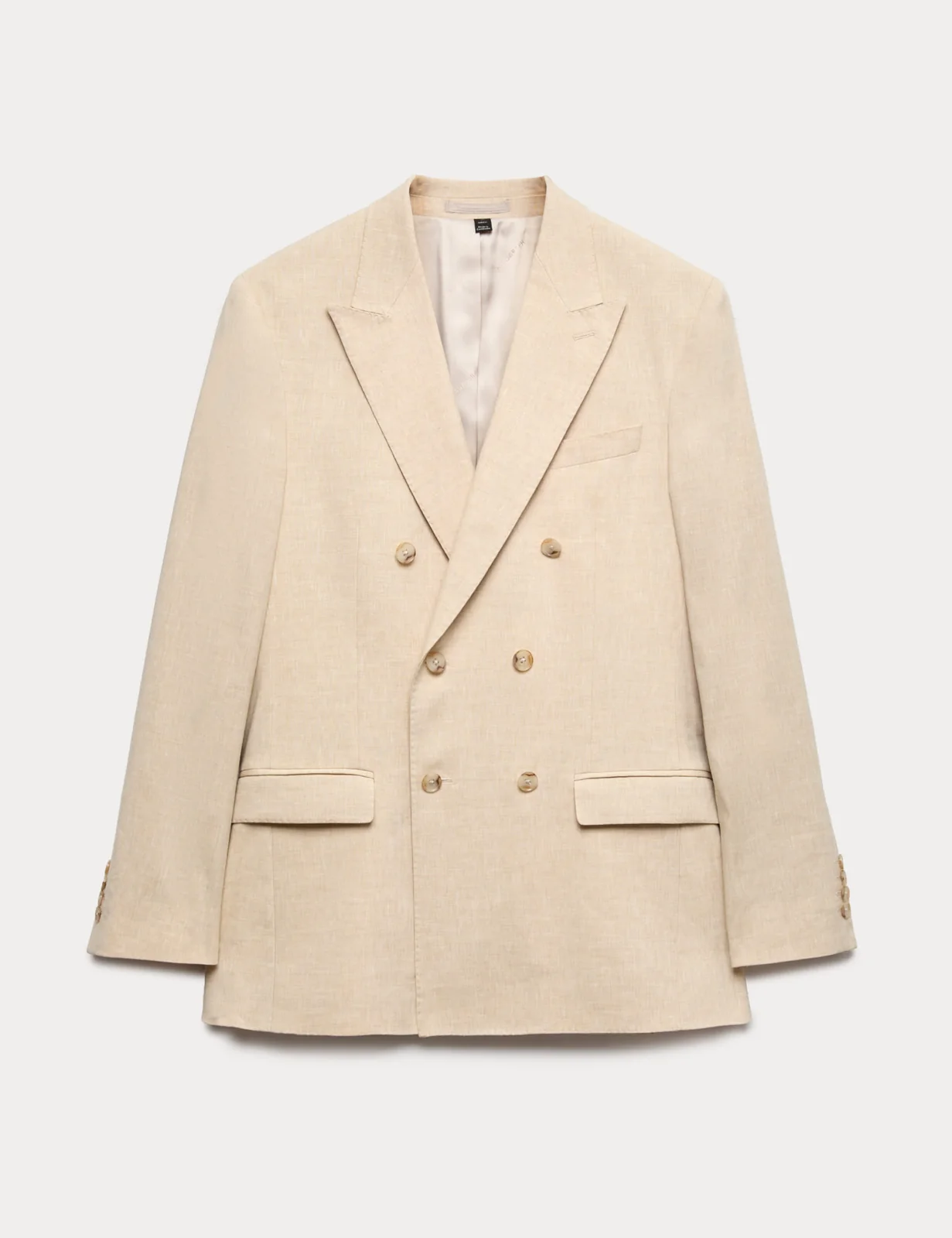 Tailored Fit Italian Performance Linen Blend Double Breasted Suit Jacket thumbnail 2