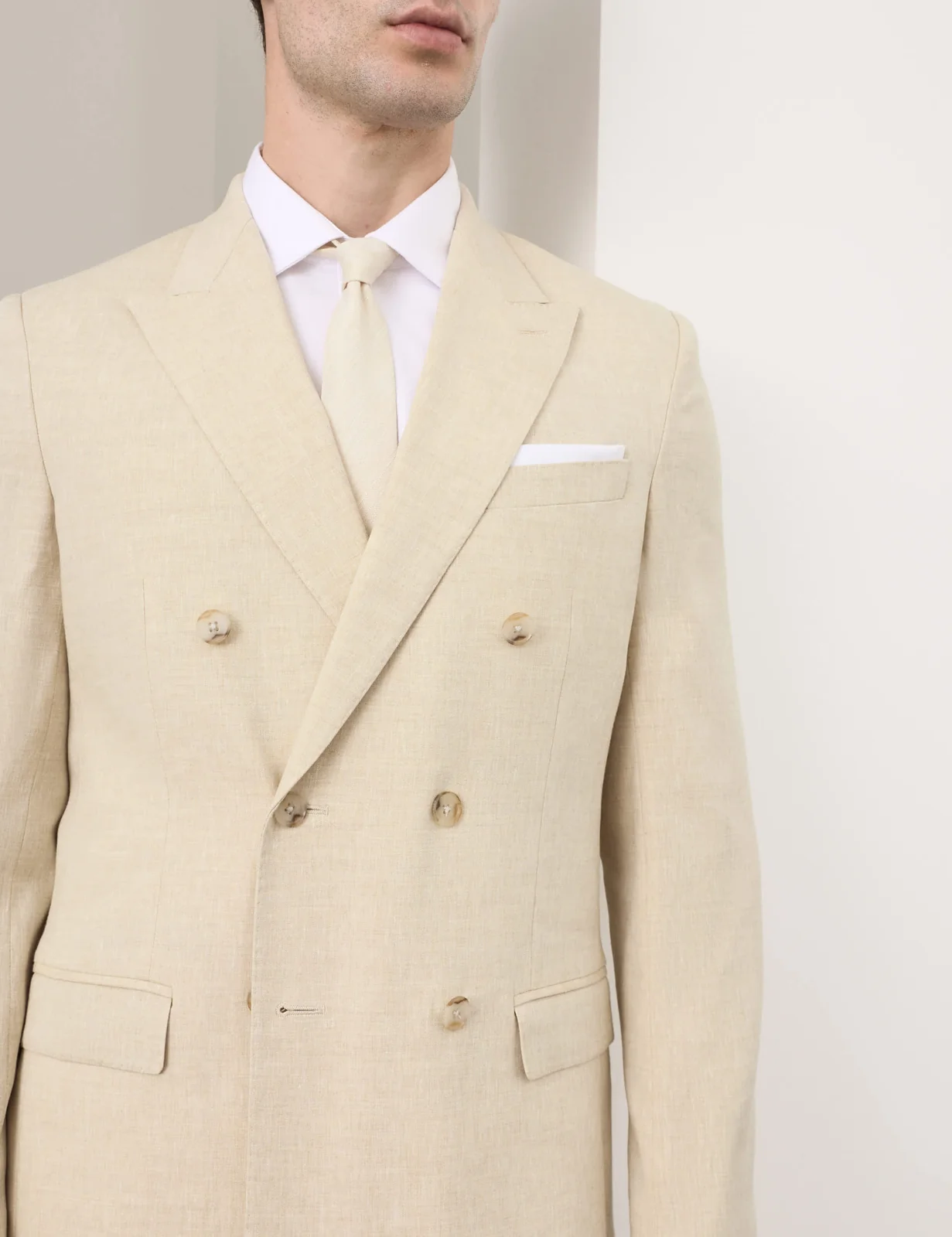 Tailored Fit Italian Performance Linen Blend Double Breasted Suit Jacket thumbnail 4