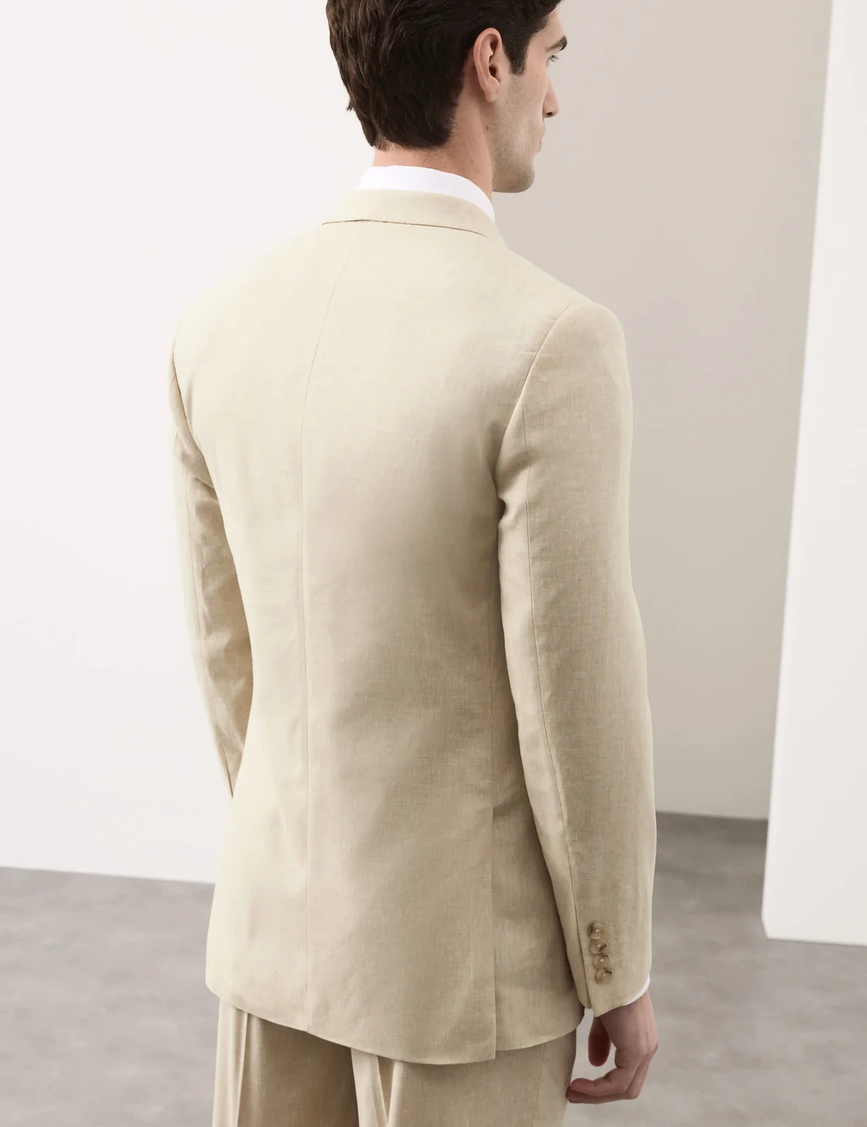 Tailored Fit Italian Performance Linen Blend Double Breasted Suit Jacket thumbnail 5