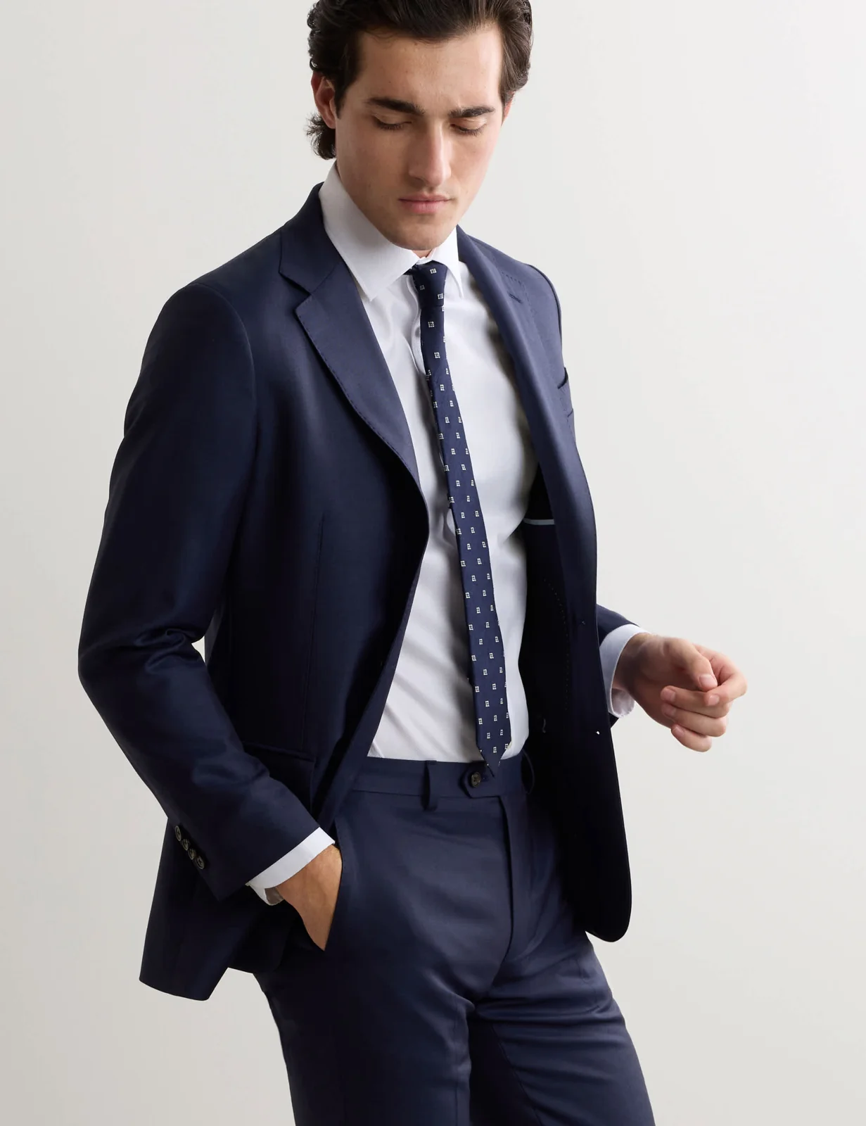 Tailored Fit Italian Wool Sharkskin Jacket