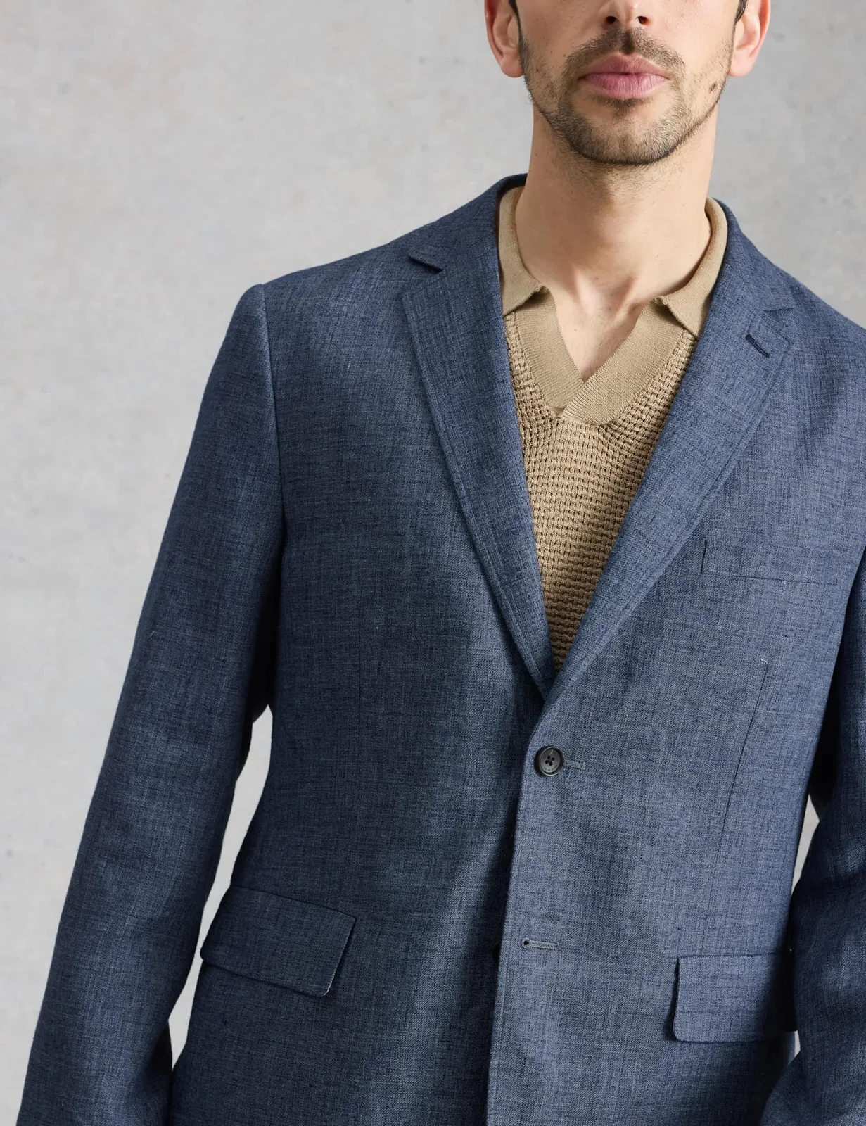 Tailored Fit Linen Cotton Blend Blazer thumbnail 5