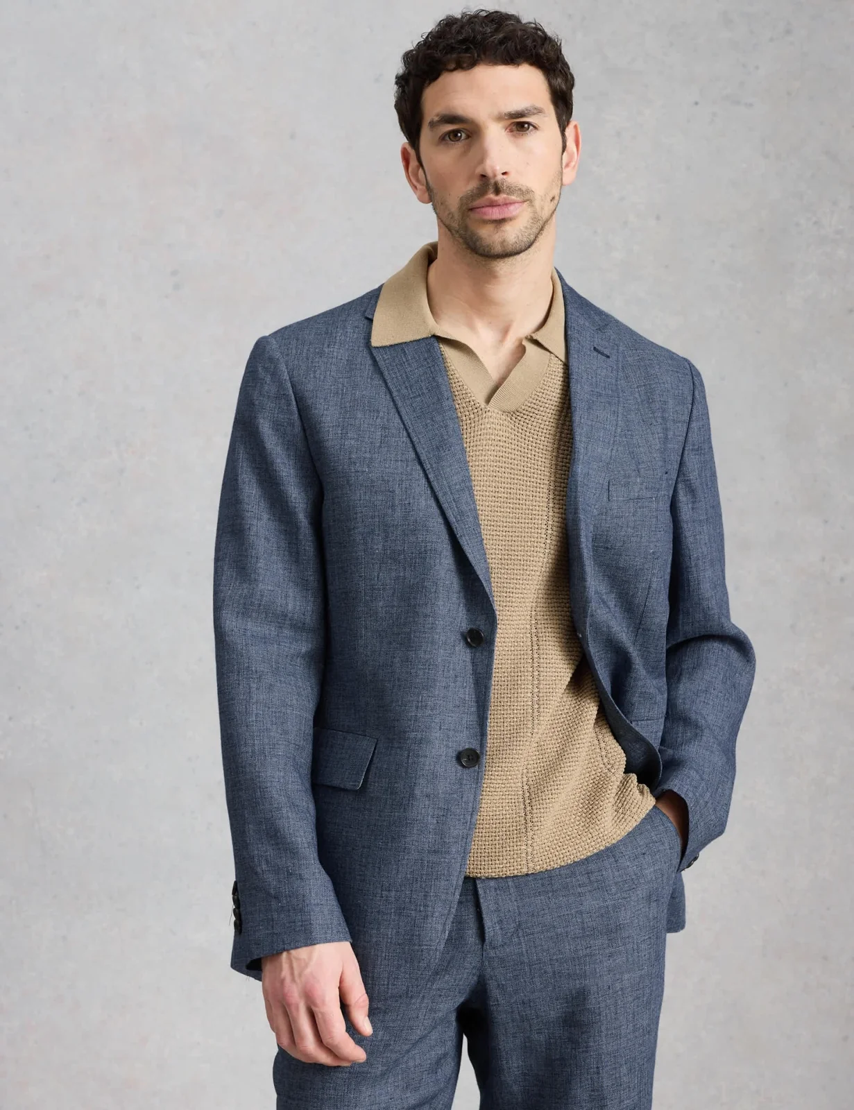 Tailored Fit Linen Cotton Blend Blazer primary image