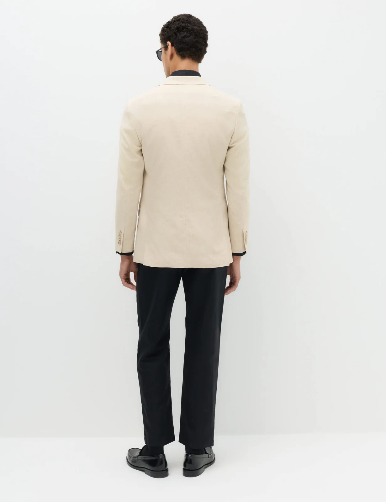 Tailored Fit Linen Cotton Blend Herringbone Blazer thumbnail 3