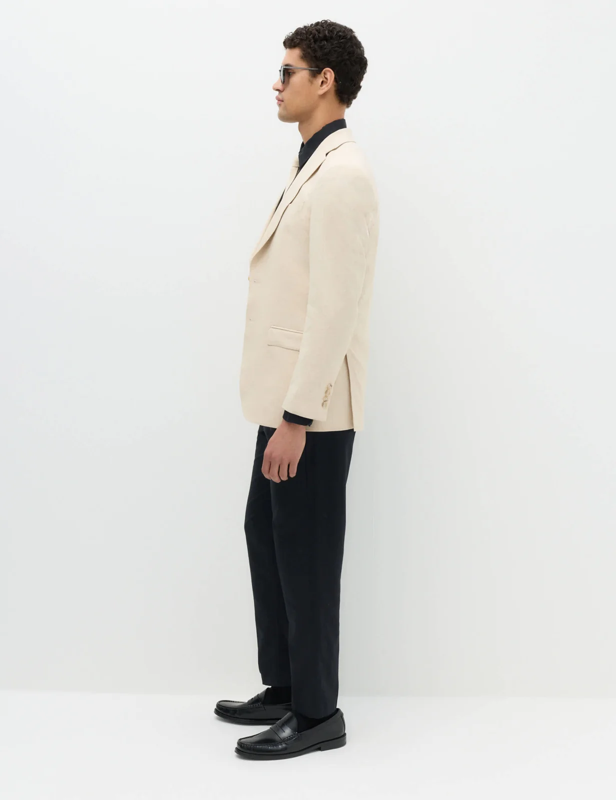 Tailored Fit Linen Cotton Blend Herringbone Blazer thumbnail 5