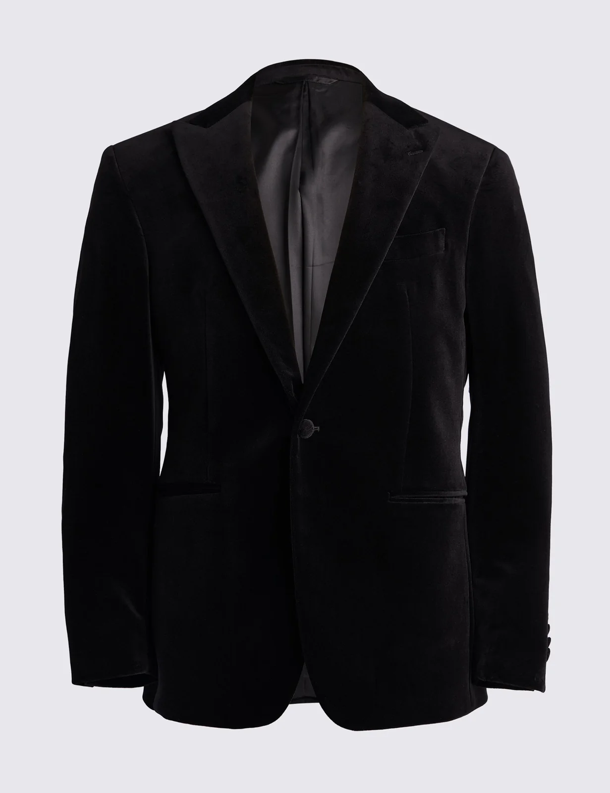 Tailored Fit Pure Cotton Velvet Tuxedo Jacket thumbnail 2