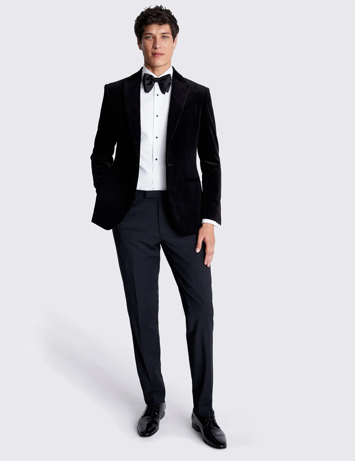 Tailored Fit Pure Cotton Velvet Tuxedo Jacket thumbnail 3