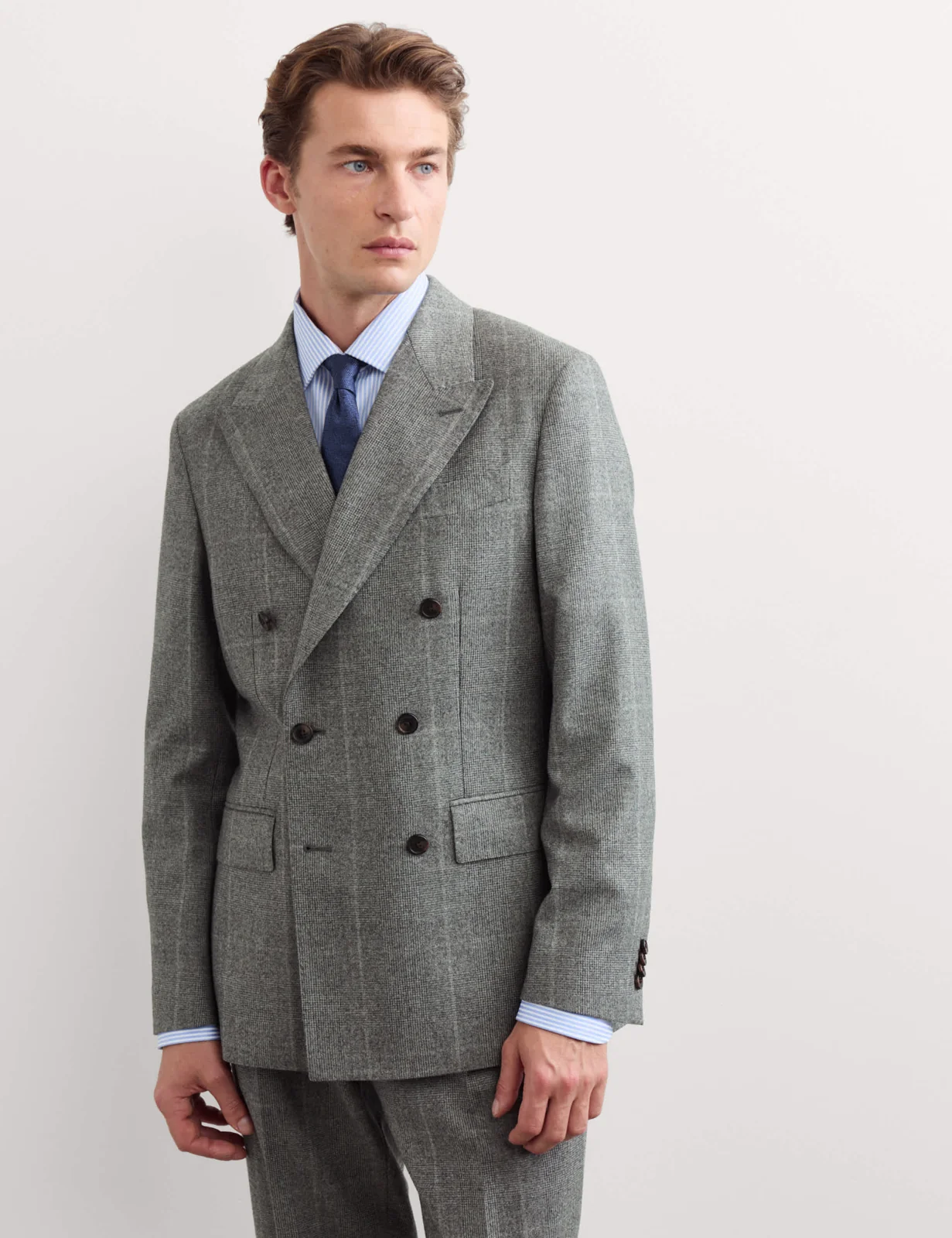 Tailored Fit Pure Wool Double Breasted Check Jacket